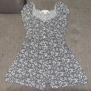 *NWOT* No Comment black and white floral romper